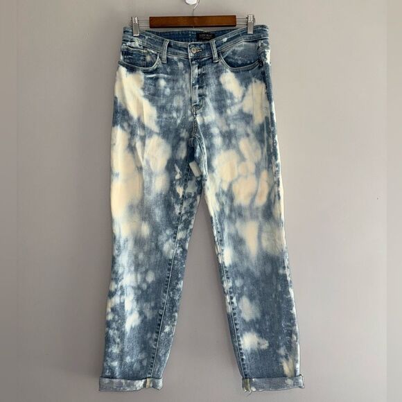 Judy Blue Jeans Boyfriend Fit Bleach Acid Wash High Rise Cuffed Stretch 7/28 - Picture 1 of 13